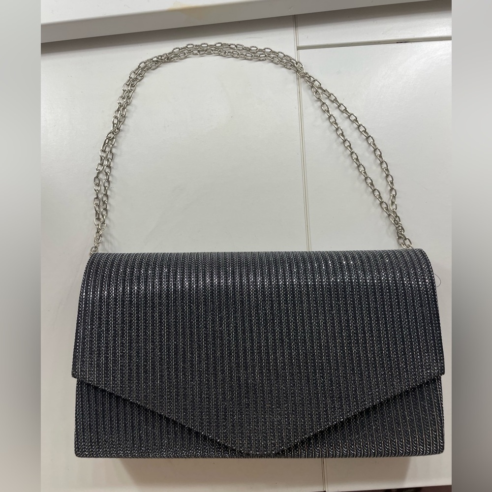 Black silver sparkly purse